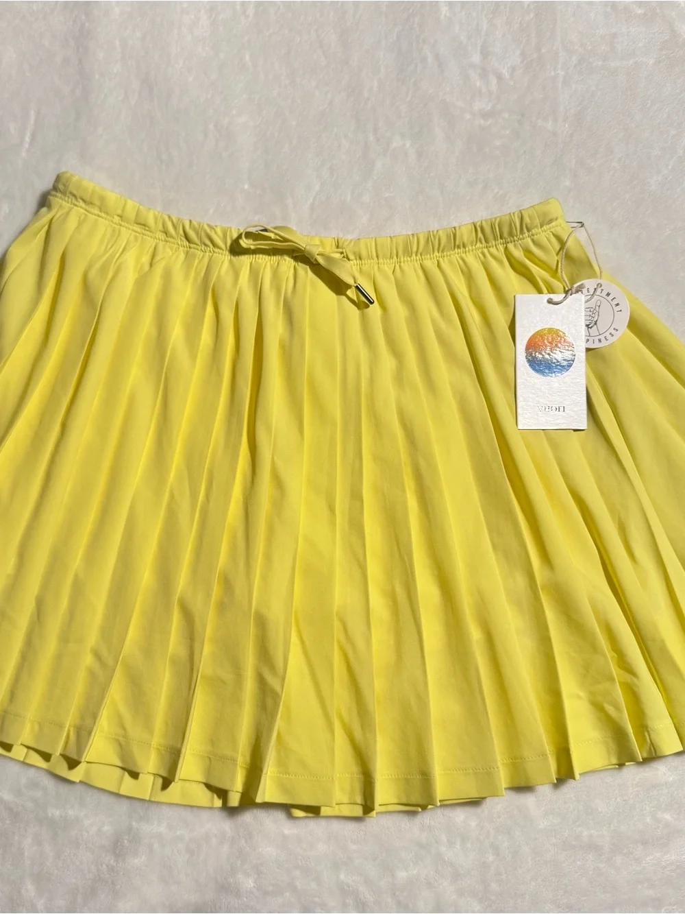 Vuori Pleated Clementine Yellow Women's Skirt Large
